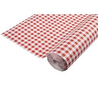 Pro Nappe - Réf R482570I - Nappe jetable papier damassé en rouleau de 25 M de long X 1,18 M de large - Papier damassé au motif universel chic et classique - 83 couverts - Couleur vichy rouge