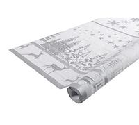 Pro Nappe - Réf R482582I - Nappe jetable papier damassé en rouleau de 25 M de long X 1,18 M de large - Papier damassé au motif universel chic et classique - 83 couverts - Couleur décor Noël argent