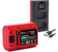 Pro NP-FZ100 Batterie (2400mAh / Génération IV) également Compatible avec Sony FX30 Alpha 6700 7-IV 7c-II 7CR 7R-IV 7R-V ZV-E1 (avec Mini LCD Dual - entrée USB-C/MicroUSB)