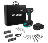 PRO Perceuse sans fil 20 V - Moteur sans balais - 40 Nm | Comprend une batterie 2,0 Ah, un chargeur et 46 accessoires dans un coffret haut de gamme