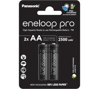 Pro, Piles Rechargeables AA/Mignon, Lot de 2, capacité de Min. 2500 mAh, Piles Ni-MH, prêt à l'emploi, Rechargeables jusqu'à 500 Fois, Emballage sans Plastique, Pro, Noires