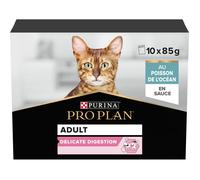 PRO PLAN Adult Delicate Digestion Poisson Océan Sauce 10x85g Pochons pour chat adulte