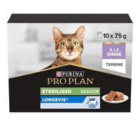 Pro Plan Chat Plan Sterilised 7+ NutriSavourTM Mousse à la Dinde 85gx10 - Portions Repas pour Chats stérilisés/castrés âgés de 7 Ans et Plus - Lot de 4