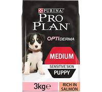 PRO PLAN Medium Puppy Sensitive Skin avec OPTIDERMA Riche en Saumon - 3 KG - Croquettes pour Chiot de Taille Moyenne