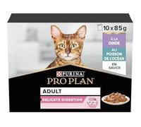 Purina Pro Plan Pâtée pour chat adulte Digestion Délicate Dinde & Poisson – 10 x 85 g