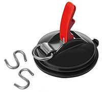 PRO PLUS Fixation Ventouse Ø 115 mm avec Anneau - pour Montage sans vissage sur Caravane et Van, auvent Pare-Soleil bâche - Levier de Verrouillage, 2 S-Crochets Inclus - Rouge/Noir