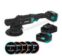 PRO Polisseuse à double action 20 V - Ø 150 mm | Avec 2 batteries 4,0 Ah, Chargeur Rapide et 5 disques de polissage