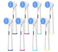Pro Sensitive Gum Care Lot de 8 têtes de brosse à dents de rechange compatibles avec les brosses à dents électriques Oral-B haute densité à poils extra doux Blanc