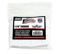 PRO SHOT Patchs de Nettoyage pour Armes 100% Coton Flanelle, Mixte, 1 1/8-500, Blanc, 1 1/8" Patches