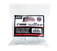 Pro-Shot Patchs de Nettoyage pour Armes 100% Coton Flanelle, Mixte, 2-250, Blanc, 2" Patches