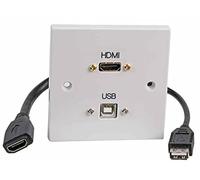 Pro Signal Plaque murale AV 1 gang avec connecteur HDMI et USB-B femelle avec câbles anti-mouches