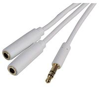Pro Signal PSG3116-10M Prise stéréo 3,5 mm vers 2 prises stéréo 3,5 mm Câble fin Blanc 10 m
