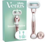 Pro Smooth Sensitive Women's Razor For Sensitive Skin, Reusable Handle And 5-Blade Refill Cartridge, Lubricating Strip With A Touch Of Aloe Vera, Gentle Shave