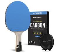 PRO-SPIN Raquette de Ping Pong - Homologuée ITTF en Fibre de Carbone | Série Elite 7 Plis, Caoutchouc Premium, Éponge 2 mm et Étui de Protection (Bleu, Paquet de 1)