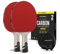 PRO-SPIN Raquette de Ping Pong - Homologuée ITTF en Fibre de Carbone | Série Elite 7 Plis, Caoutchouc Premium, Éponge 2 mm et Étui de Protection (Rouge, Paquet de 2)