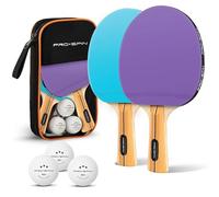 PRO-SPIN Raquettes de Ping-Pong - Set Premium Haute-Performance avec Balles 3 Étoiles et Mallette | Kit de Tennis de Table (Violette | Bleu, Set 2 Joueurs)