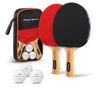 PRO-SPIN Raquettes de Ping-Pong - Set Premium Haute-Performance avec Balles 3 Étoiles et Mallette | Kit de Tennis de Table (Rouge, Set 2 Joueurs)