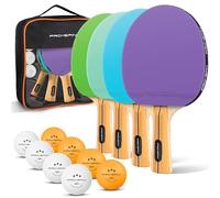 PRO-SPIN Raquettes de Ping-Pong - Set Premium Haute-Performance avec Balles 3 Étoiles et Mallette | Kit de Tennis de Table (Violette | Bleu | Menthe | Verte, Set 4 Joueurs)