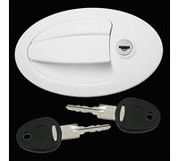 pro-Styling Serrure de porte à clapet blanche ovale pour caravane, camping-car, bateau, avec cylindre de fermeture et deux clés, système FF/ZWO/HSE, qualité supérieure