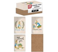 Pro Supply Global Lot de 24 cartes de remerciement Peter Rabbit pré-pliées de 10,2 x 15,2 cm avec intérieur vierge pour laisser une note et des enveloppes - Assortiment de cartes de vœux disponibles