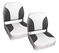 [pro.tec] 2 x Sièges Pilot Bateau Chaise de Bateau Assise de Bateau Plastique Métal Similicuir Repliable Rembourré Gris Blanc 415 x 390 x 510 mm Gris Blanc G