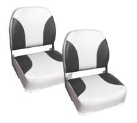 [pro.tec] 2 x Sièges Pilot Bateau Chaise de Bateau Assise de Bateau Plastique Métal Similicuir Repliable Rembourré Gris Blanc 415 x 390 x 510 mm Gris Blanc G
