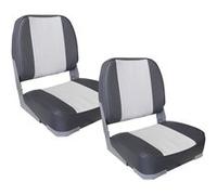 [pro.tec] 2x Sièges Pilot Chaise de Bateau Assise Pilot Similicuir Gris et Blanc 490 x 400 x 390 mm Gris Blanc G