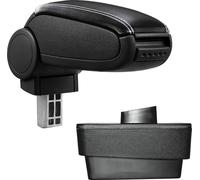 [pro.tec] Accoudoir central - accoudoir avec compartiment de rangement - rembourré - noir simili-cuir avec coutures blanches