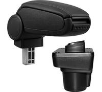 [pro.tec]® Accoudoir central Adapté - Noir avec coutures noires - Spécifique au véhicule Accoudoir avec compartiment de rangement - rembourré en similicuir
