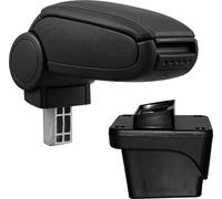 [pro.tec]® Accoudoir central Adapté - Noir avec coutures noires - Spécifique au véhicule Accoudoir avec compartiment de rangement - rembourré en similicuir