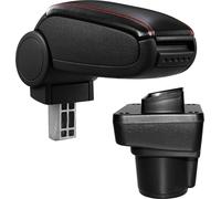 [pro.tec]® Accoudoir central Adapté - Noir avec coutures rouges - Spécifique au véhicule Accoudoir avec compartiment de rangement - rembourré en similicuir