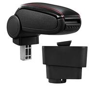 pro.tec Accoudoir Central - avec Compartiment - rembourré - Cuir-synthétique - Noir avec des Coutures Rouges