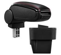 pro.tec Accoudoir central avec compartiment rembourré cuir-synthétique noir avec des coutures rouges compatible avec Opel Astra H 2004-2010