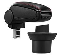 pro.tec Accoudoir Central - avec Compartiment - rembourré - Cuir-synthétique - Noir avec des Coutures Rouges