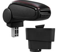 [pro.tec] Accoudoir central pour Alfa Romeo Mito (à partir de 2008) - accoudoir avec compartiment de rangement - rembourré - noir simili-cuir avec coutures rouges