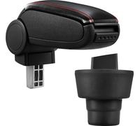 [pro.tec] Accoudoir central pour BMW Mini (1ère génération), années 2001 - 2006 - accoudoir avec compartiment de rangement - rembourré - noir similicuir avec coutures rouges