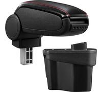 [pro.tec] Accoudoir central pour Kia Rio 3ème génération (type UB, depuis 2011) - accoudoir avec compartiment de rangement - rembourré - simili-cuir - noir avec coutures rouges