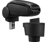[pro.tec] Accoudoir central pour Seat Ibiza (Type 61) à partir de 2008 (3 - et 5 - portes) et break - accoudoir avec compartiment de rangement - rembourré - noir simili-cuir avec coutures blanches
