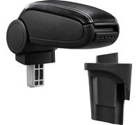 [pro.tec] Accoudoir central pour Seat Leon 1P, années 2005 - 2012 - accoudoir avec compartiment de rangement - rembourré - noir simili-cuir avec coutures blanches