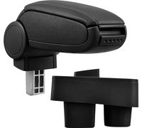 [pro.tec] Accoudoir central pour Skoda Roomster à partir de 2006 - accoudoir avec compartiment de rangement - rembourré - simili-cuir - noir