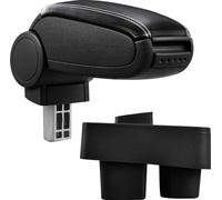 [pro.tec] Accoudoir central pour Skoda Roomster dans les années à partir de 2006 - accoudoir avec compartiment de rangement - rembourré - noir simili-cuir avec coutures blanches