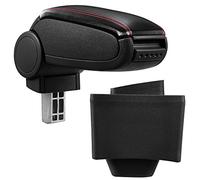 pro.tec Accoudoir Central Rembourré Compatible A3 8L avec Compartiment de Rangement Kit de Montage Installation Facile Cuir-synthétique Noir avec Surpiqûres Rouges