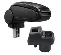 pro.tec Accoudoir Central Rembourré Compatible Opel Corsa F à partir de 2019 avec Compartiment de Rangement Kit de Montage Installation Facile Simili Noir avec Surpiqûre Blanc