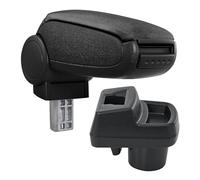 pro.tec Accoudoir Central Rembourré Compatible Opel Corsa F à partir de 2019 avec Compartiment de Rangement Kit de Montage Installation Facile Tissu Polyester Noir avec Surpiqûre Blanc