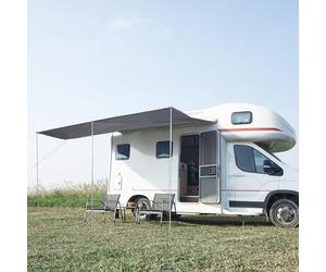 pro.tec Auvent de Caravane Impérméable Abri Spacieux Protection Soleil et Pluie Auvent pour Camping-Car avec Sac de Transport Acier Polyester 400 x 240 x 235 cm Gris