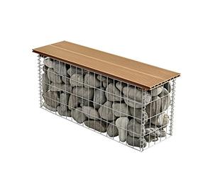 pro.tec Banc du Jardin Gabion de Bonne qualité avec siège de WPC Marron Clair (Teck)
