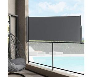 pro.tec Brise-Vue pour Balcon Terrasse Jardin Store Latéral Pare-Soleil Protection Intempéries UV Vie Privée Acier Polyester 120 x 300 cm Gris