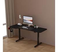 pro.tec Bureau Électrique à Hauteur Réglable Assis Debout Plateau en Forme de L pour Coin de Travail Porte-Boissons Crochet Tapis de Souris Panneau de Particules Acier 160 x 60-75 cm Noir