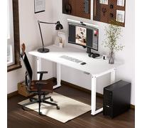 pro.tec Bureau Électrique à Hauteur Réglable Assis Debout Plateau Rectangulaire pour Coin Télétravail Capacité 120 kg Panneau de Particules Acier Plastique 160 x 75 cm Blanc
