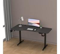 pro.tec Bureau Électrique à Hauteur Réglable Table pour Travail Assis et Debout avec Porte-Gobelet Porte-Casque Range-Câble Forme L Panneau de Particules Aluminium 73-118 x 160 x 60/75 cm Noir